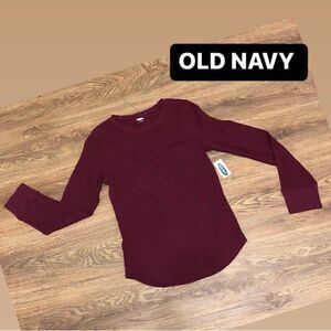 OLD NAVY burgundy shirt tee top long sleeve 100% cotton new